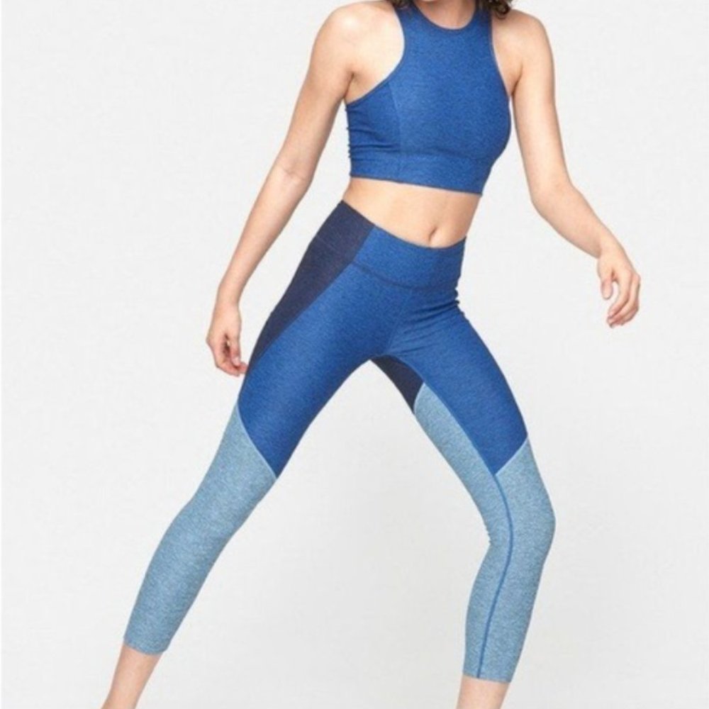 Outdoor Voices Blue 7/8 Tri-Tone Warmup Legging